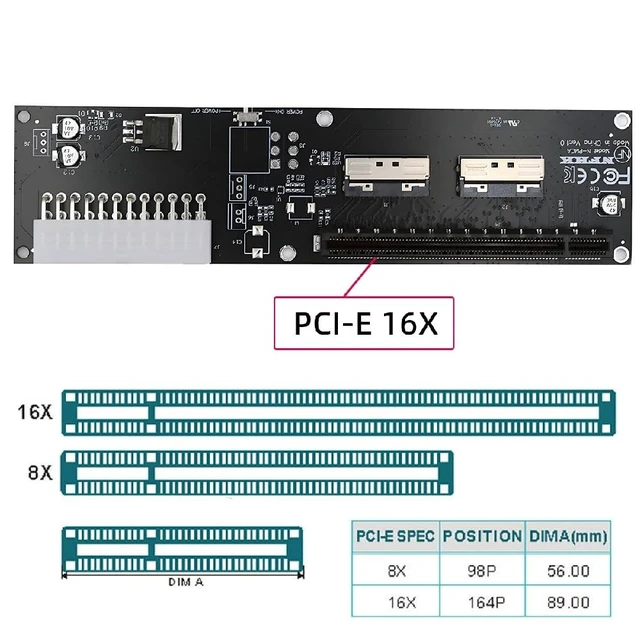 Alt view image 3 of 5 - NFHK PCIE5.0 PCI-Express 16X VROC Adapter to Dual MCIO 8X Mini Cool Edge IO SFF-TA-1016 for Graphics Card Mainboard