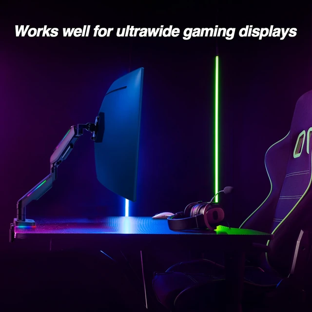 Alt view image 3 of 5 - AVLT RGB Lights Single 17-49 Gaming Monitor Arm Desk Mount Black