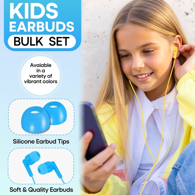 Alt view image 2 of 5 - Gaosen 120 Pack Bulk Earbud Headphones for Classroom School Student K-12, Wholesale Disposable Wired Earphones for Kids Children Boys Girls Toddler(120 Mixed)