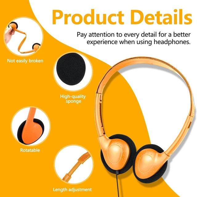 Alt view image 3 of 5 - CNSZSLZ 50 Pack USB Type C Classroom Headphones Bulk,Wired On Ear