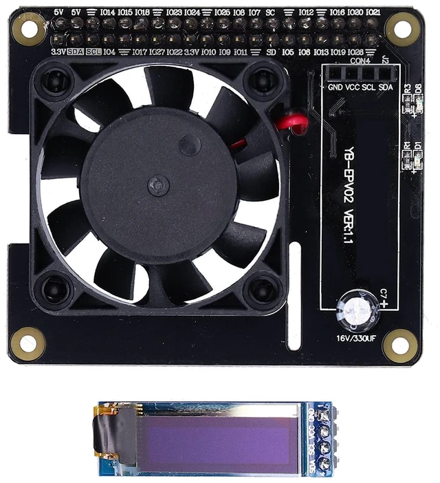 Alt view image 3 of 5 - Temperature Control Module for, Power Expansion Board with Cooling Fan, LED Display Cooling Hat Board for Single Board Computers