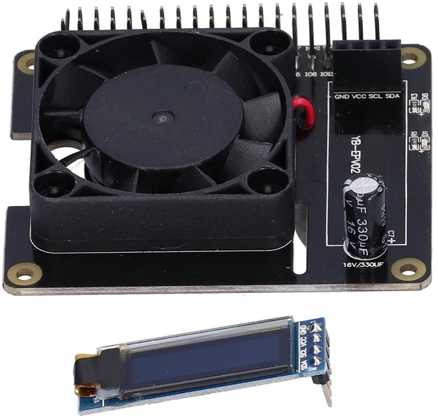 Alt view image 2 of 5 - Temperature Control Module for, Power Expansion Board with Cooling Fan, LED Display Cooling Hat Board for Single Board Computers