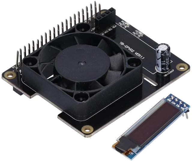 Alt view image 5 of 5 - Temperature Control Module for, Power Expansion Board with Cooling Fan, LED Display Cooling Hat Board for Single Board Computers