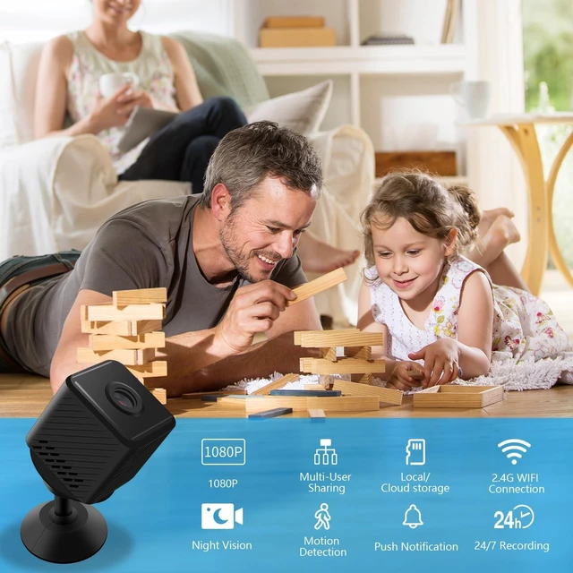 Alt view image 2 of 5 - Mini Security Camera, 1080P HD Home Wireless Small Camera, Indoor WiFi Nanny Cam with Motion Detection and Night Vision, 150 Wide View, App Alerts, Cloud & SD Storage, Camer for Kids, Elders, P