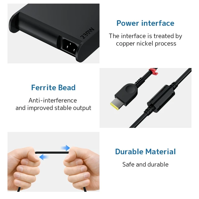 Alt view image 4 of 5 - 230W AC Adapter Compatible with Lenovo Legion 5 7 Pro Gaming Laptop Charger