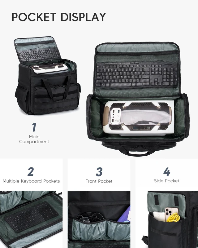 Alt view image 3 of 5 - Nixjoro Computer Desktop Tower Large Carrying Case Compatible with ATX/M-ATX PC Travel Case for Computer Moving, Portable Gaming Backpack for Keyboard, Mouse and Accessories