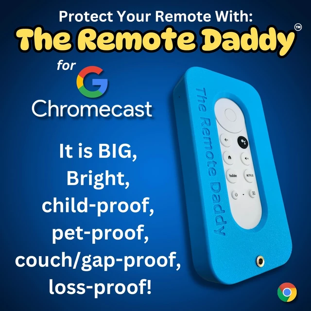 Alt view image 2 of 5 - The Remote Daddy - Stops Dog Chewing ^^ Kid-Proof ^^ Locks Battery Compartment ^^ Shock-Absorbing Remote Cover ^^ Prevents Remote Loss ^^ Protective Case for Google Remote (Blue)