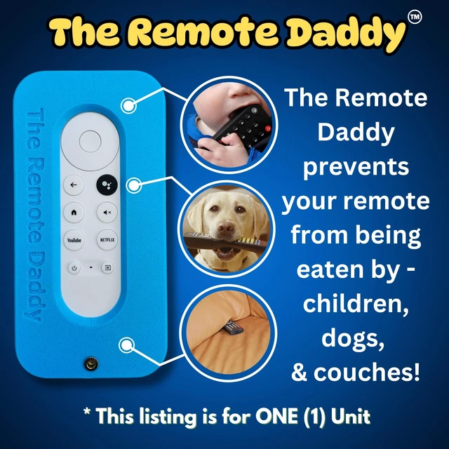 Alt view image 5 of 5 - The Remote Daddy - Stops Dog Chewing ^^ Kid-Proof ^^ Locks Battery Compartment ^^ Shock-Absorbing Remote Cover ^^ Prevents Remote Loss ^^ Protective Case for Google Remote (Blue)
