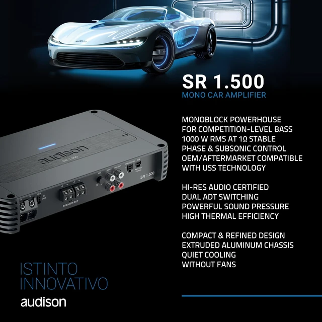 Alt view image 3 of 5 - Audison SR 1.500.2 D-Class Mono Bass Amplifier 1000 Wrms X 1 At 1-Ohms