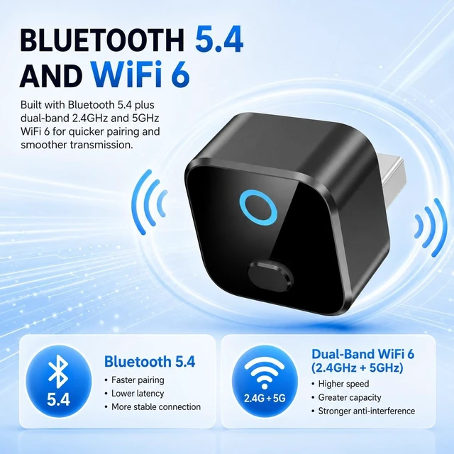 Alt view image 3 of 5 - Wiseday Mini Wireless CarPlay & Android Auto Adapter, 2-in-1 for Wired Cars