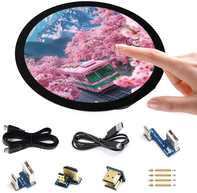 Main image of KLAYERS 7inch LCD 1080x1080 Round Display,Up to 10-Point Capacitive Touch,IPS Panel,Optical Bonding Toughened Glass Panel,Compatible with Raspberry PI OS