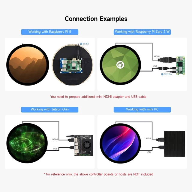 Alt view image 5 of 5 - KLAYERS 7inch LCD 1080x1080 Round Display,Up to 10-Point Capacitive Touch,IPS Panel,Optical Bonding Toughened Glass Panel,Compatible with Raspberry PI OS