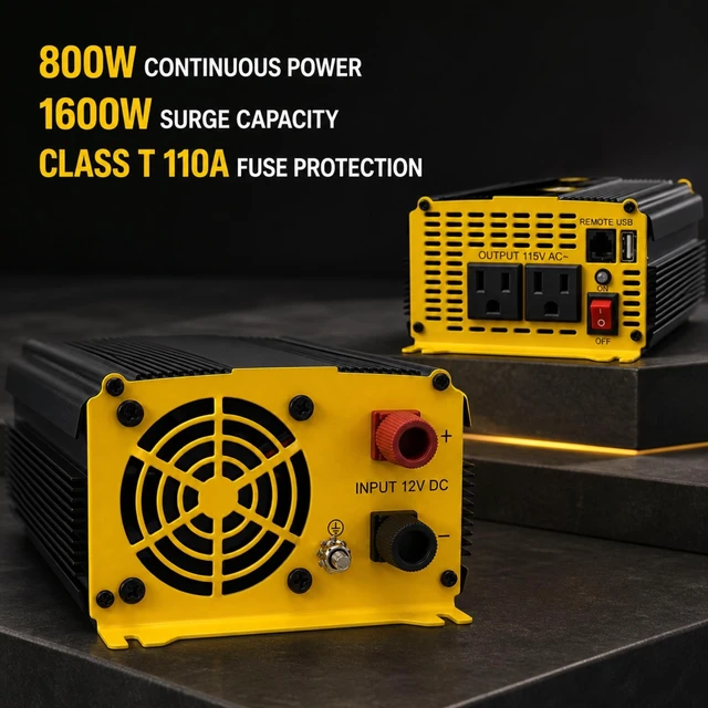 Alt view image 2 of 5 - Go Power 80175 GP-800HD 800 Watt Heavy-Duty Modified Sine Wave Inverter