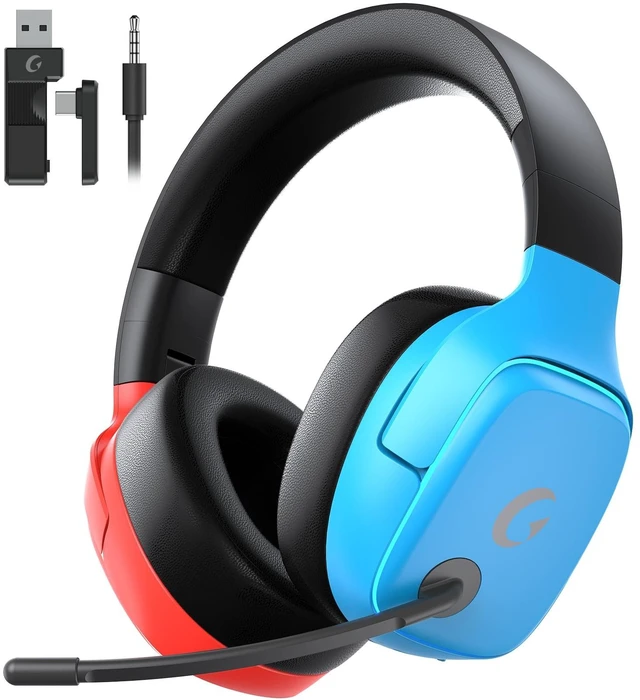 Main image of Gvyugke 2.4GHz Wireless Gaming Headsets for PS5, PS4, PC, Switch, Blue Red