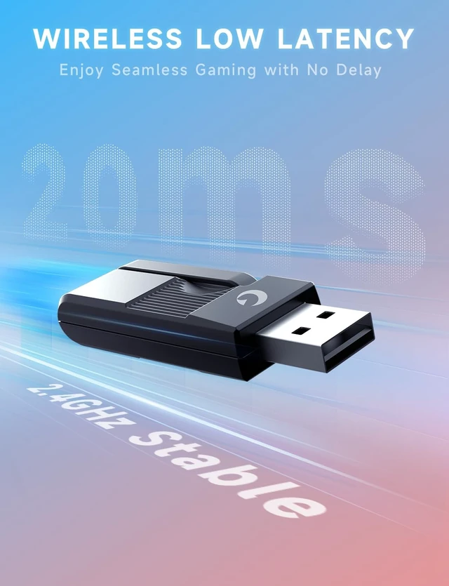 Alt view image 5 of 5 - Gvyugke 2.4GHz Wireless Gaming Headsets for PS5, PS4, PC, Switch, Blue Red