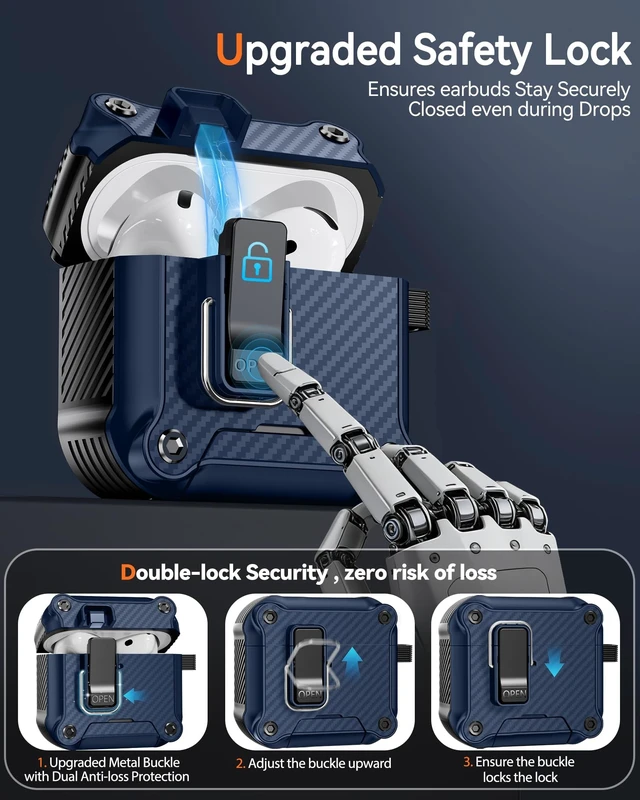 Alt view image 2 of 5 - Dual Safety Lock for AirPods 5/4 Case (2026/2024), Compatible with MagSafe
