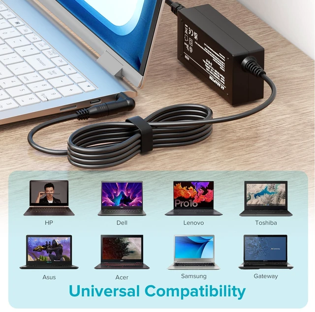 Alt view image 5 of 5 - Powseed Universal Laptop Charger 45W for HP Dell Acer Asus Samsung Sony Toshiba Fujitsu Gateway Delta NEC Liteon Notebook Chromebook 18.5V 19V 19.5V 20V 2.25A 2.37A Computer Power Cord