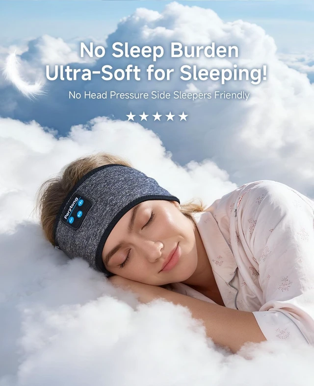 Alt view image 2 of 5 - Wireless Sleep Headphones and Blackout Sleep Mask, You Finally Found It - Side Sleeping Without the Ache. 14+ Hour Battery. Close Your Eyes. Escape. Bluetooth for Side Sleepers, ASMR, Meditatio