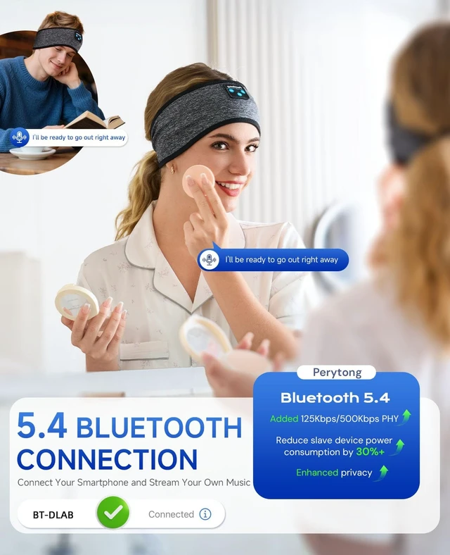 Alt view image 4 of 5 - Wireless Sleep Headphones and Blackout Sleep Mask, You Finally Found It - Side Sleeping Without the Ache. 14+ Hour Battery. Close Your Eyes. Escape. Bluetooth for Side Sleepers, ASMR, Meditatio