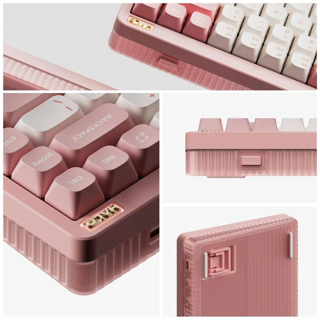 Alt view image 3 of 5 - nuphy Halo75 V2 Mechancial Gaming Kyeboard,75% Wireless Hot Swappable Bluetooth Keyboard,83 Kyes RGB Backlit Keyboard,Support Bluetooth/2.4GHz/USB-C-Pink Silent Red Clear-Top Switch