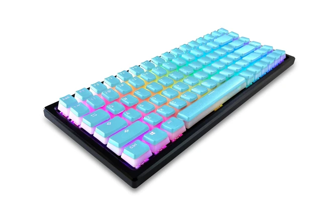 Alt view image 2 of 5 - Glacier Frosted Keycaps, PBT, Double Shot, OEM Profile, Shine Through Legends, for Mechanical Keyboard Compatible with 60%/65%/75%/80%/96%/100% (Blue)
