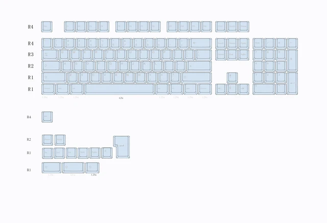 Alt view image 5 of 5 - Glacier Frosted Keycaps, PBT, Double Shot, OEM Profile, Shine Through Legends, for Mechanical Keyboard Compatible with 60%/65%/75%/80%/96%/100% (Blue)