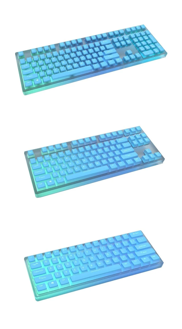 Alt view image 4 of 5 - Glacier Frosted Keycaps, PBT, Double Shot, OEM Profile, Shine Through Legends, for Mechanical Keyboard Compatible with 60%/65%/75%/80%/96%/100% (Blue)
