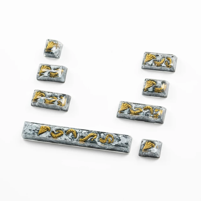 Alt view image 2 of 5 - ULTRAEQUIP Artisan Keycap, Golden Dragon Design, Handmade Resin, Gray and Gold, Custom Mechanical Keyboard Key (Golden Dragon Keycaps, 2.25U)