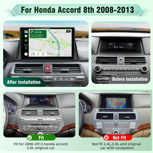 Alt view image 3 of 5 - Car Radio Stereo for Honda Accord 2008-2013, CarPlay Android Auto