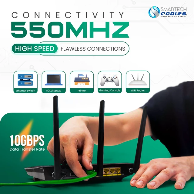 Alt view image 4 of 5 - Smartech Cables ^^ Cat 6 Ethernet Cable 1000ft ^^ 23AWG UTP 4-Pairs in-Wall Bulk Riser CMR CAT6 1000ft ^^ 10Gbps 550MHz High-Performance Cable for Home, Office & Gaming ^^ Tangle-Free Pull Box ^^ Gree