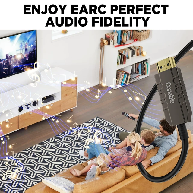 Alt view image 5 of 5 - 8K HDMI Fiber Optic Cable 35FT/10M, Certified 48Gbps High Speed HDMI Cord