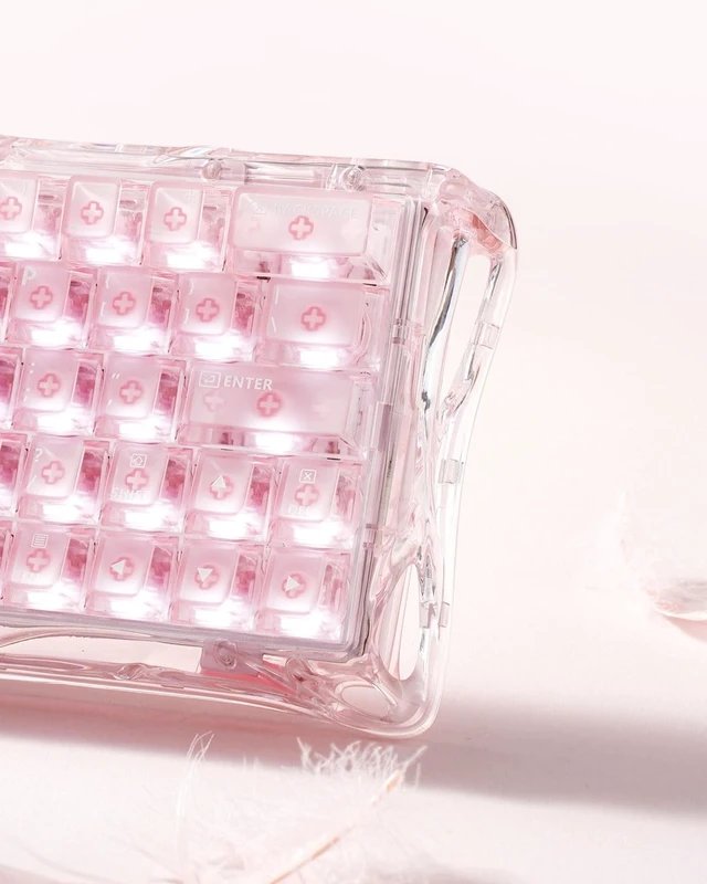 Alt view image 2 of 5 - GravaStar Mercury V60 HE Gaming Keyboard, Crystal Rose