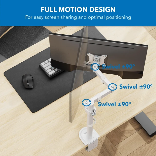 Alt view image 4 of 5 - Mount-It! Single Monitor Arm Desk Mount, 17-32 Inch Screens, VESA 100x100mm
