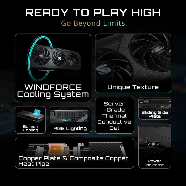 Alt view image 3 of 5 - GIGABYTE Radeon RX 9060 XT Gaming OC 16G Graphics Card, PCIe 5.0, 16GB GDDR6, GV-R9060XTGAMING OC-16GD Video Card