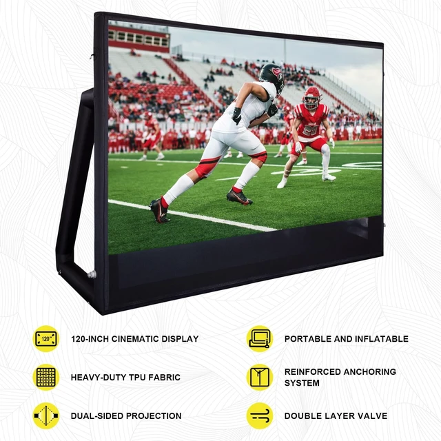 Alt view image 4 of 5 - Inflatable Projector Screen 16FT (120 Inch) - Air-Tight Design, No Blower Needed - Inflatable Movie Screen Outdoor with Front/Rear Projection - TPU Waterproof Frame for Backyard, Pool, Camping, Party