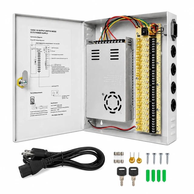 Main image of BHVSON 12V DC 18 Channel 20A CCTV Power Supply Box