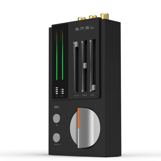 Alt view image 2 of 5 - SMSL R1 DAC Headphone Amplifier, Desktop USB C Digital to Analog Audio Converter for Gaming PC PS5, Microphone/USB/Opt/Coax Input 3.5mm/4.4mm Balanced/RCA Output, EQ Mode/Bass/Treble Adjust (Black)