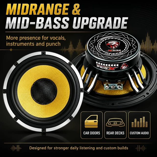 Alt view image 5 of 5 - XPXPIAA 6.5 Inch Car Speakers, 1200W Peak 4 Ohm 6.5 Speakers, Midrange Mid-Bass Door Speakers with Glass Fiber Composite Cone, Rubber Surround for Car Door & Custom Audio, 2 Pack