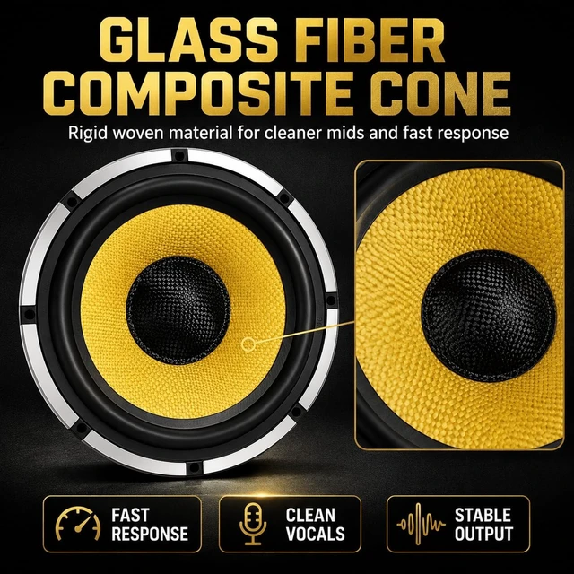 Alt view image 3 of 5 - XPXPIAA 6.5 Inch Car Speakers, 1200W Peak 4 Ohm 6.5 Speakers, Midrange Mid-Bass Door Speakers with Glass Fiber Composite Cone, Rubber Surround for Car Door & Custom Audio, 2 Pack