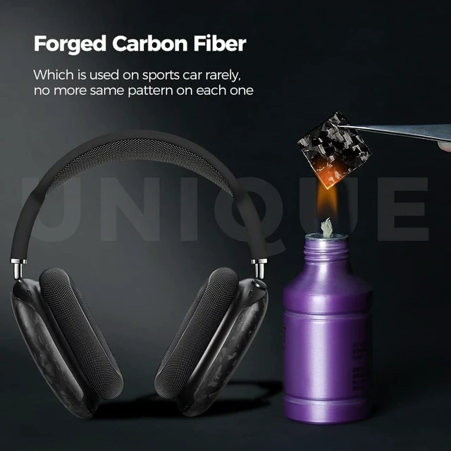 Alt view image 4 of 5 - MONOCARBON Forged Carbon Fiber for AirPods Max Case, with AirPods Max Covers Anti-Scratch Shock Resistant Headset Ultra Protective Accessories for AirPods Max Headphones-Matte Finishing