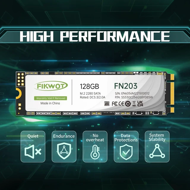 Alt view image 4 of 5 - Fikwot FN203 M.2 SATA SSD - SLC Cache 3D NAND TLC SATA III 6Gb/s M.2 2280 NGFF Internal Solid State Drive, Up to 550MB/s, Compatible with Ultrabooks, Tablet Computers and Mini PCs (128GB)
