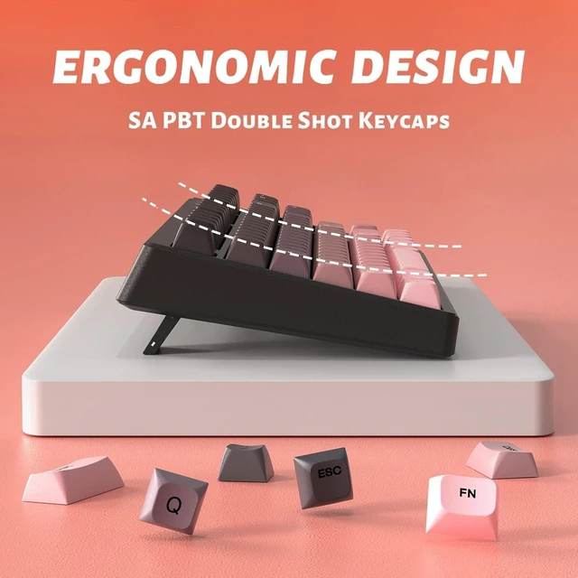 Alt view image 4 of 5 - ATTACK SHARK M87 80% Wireless Gaming Keyboard,87 Keys Rainbow Lights TKL Mechanical Feeling SA PBT Keyboard for Mac/Win, Bluetooth 5.0/2.4Ghz Dual Mode Pc Keyboards for Office/Gaming Blackpink