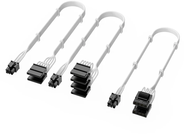 Alt view image 4 of 5 - X-Enlazar PSU Cable Kit for Super Flower Power Supplies - 90-Degree Connectors, Individually Sleeved with Braiding & Combs, 16AWG Wire, 9-Piece Kit, Type-A PCIe GPU Connectors - White