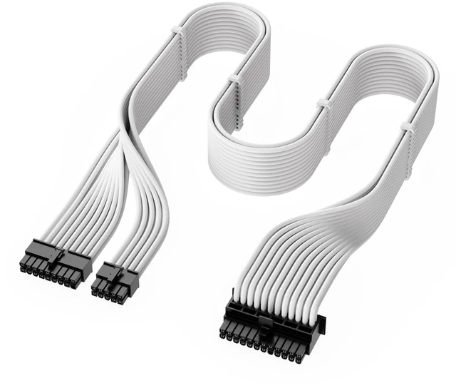 Alt view image 3 of 5 - X-Enlazar PSU Cable Kit for Super Flower Power Supplies - 90-Degree Connectors, Individually Sleeved with Braiding & Combs, 16AWG Wire, 9-Piece Kit, Type-A PCIe GPU Connectors - White