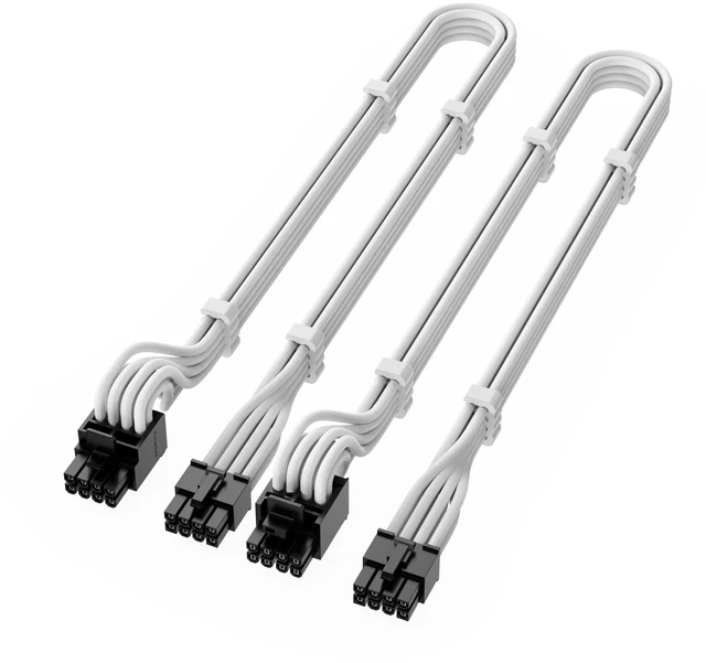 Alt view image 5 of 5 - X-Enlazar PSU Cable Kit for Super Flower Power Supplies - 90-Degree Connectors, Individually Sleeved with Braiding & Combs, 16AWG Wire, 9-Piece Kit, Type-A PCIe GPU Connectors - White