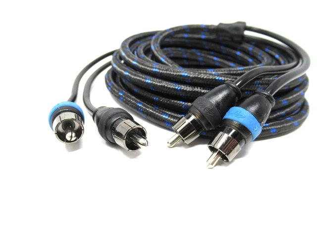 Alt view image 2 of 2 - Sky High Car Audio 2 Channel 20 ft RCA Cables Triple Shield Nylon Coated