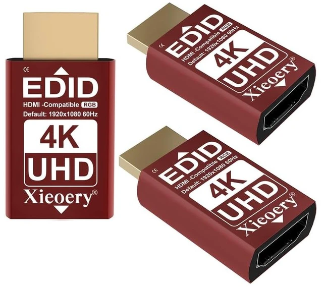 Main image of xieoery 4K HDMI EDID Emulator 38402160 24/30/60Hz, Dummy HDMI Plug for Remote Desktop, Headless Servers, GPU Rigs, KVM, Industrial PCs, Stable Signal Output & Multi-Resolution EDID Support-3pack