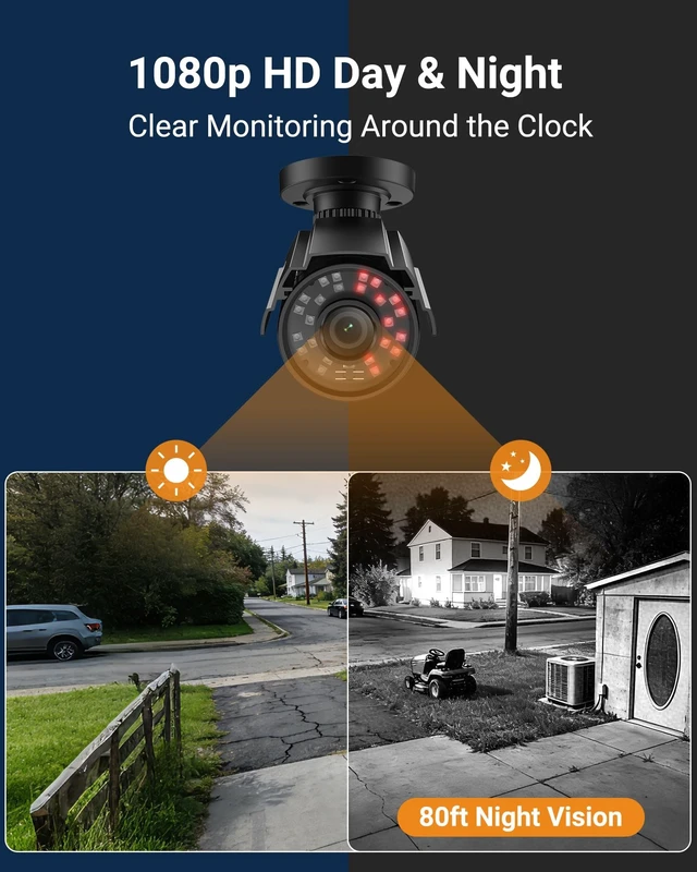 Alt view image 2 of 5 - Anlapus 2-Pack 1080P Security Cameras for 2MP, 5MP, 4K DVR Home Surveillance System, IP66 Weatherproof HD-TVI CCTV Bullet Camera for Indoor Outdoor, 80ft Night Vision