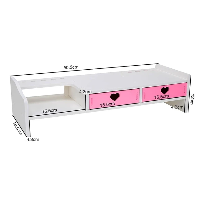 Alt view image 2 of 5 - CONKAWACA Kawaii Desk Organizer Cute Desk Organizer with Drawers Monitor Riser Stand Monitor Riser Computer Stand for PC, Laptop, Printer