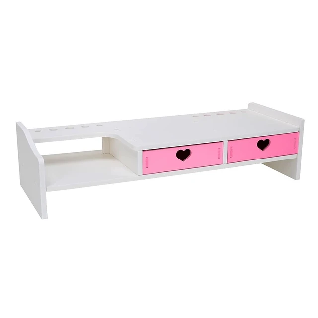 Alt view image 5 of 5 - CONKAWACA Kawaii Desk Organizer Cute Desk Organizer with Drawers Monitor Riser Stand Monitor Riser Computer Stand for PC, Laptop, Printer